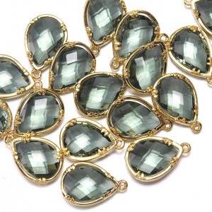 Black Diamond Glass Pendant. 16k Polished Gold..