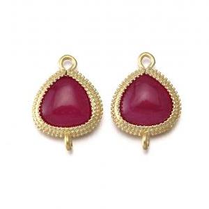 Red Agate Stone Connector. 16k Matte Gold Plated /..