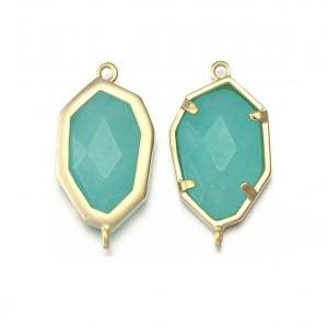Amazonite Stone Connector. 16k Matte Gold Plated /..