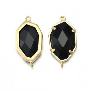 Onyx Stone Connector. 16k Matte Gold Plated / 2..