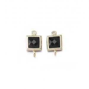 Onyx Glass Connector . 16k Polished Gold Plated /..