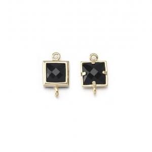 Onyx Glass Connector . 16k Polished Gold Plated /..