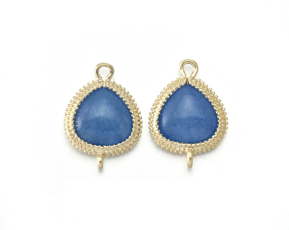Blue Agate Stone Connector . 16k Matte Gold Plated / 2 Pcs - Cg007-mg-ba